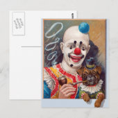  Circus clown met zijn Circus Pug Dog Briefkaart (Voorkant / Achterkant)
