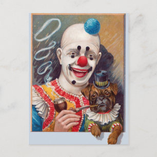  Circus clown met zijn Circus Pug Dog Briefkaart