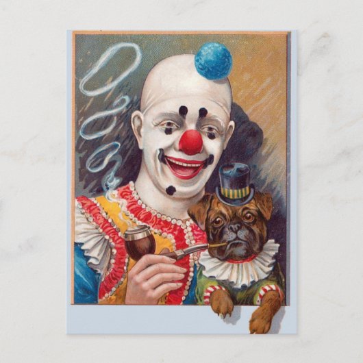  Circus clown met zijn Circus Pug Dog Briefkaart (Voorkant)