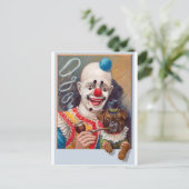  Circus clown met zijn Circus Pug Dog Briefkaart (Staand voorkant)