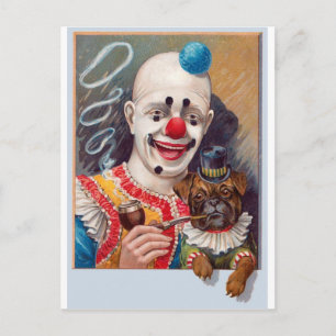 Circus clown met zijn Circus Pug Dog Briefkaart