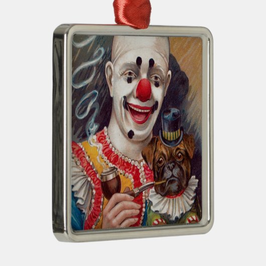  Circus clown met zijn Circus Pug Dog Metalen Ornament (Rechts)