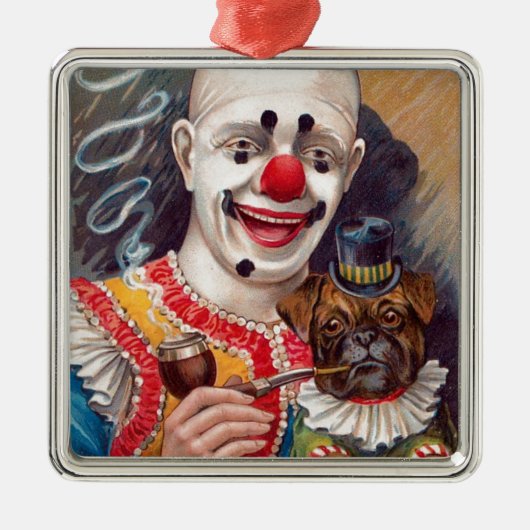  Circus clown met zijn Circus Pug Dog Metalen Ornament (Voorkant)