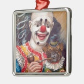  Circus clown met zijn Circus Pug Dog Metalen Ornament (Links)