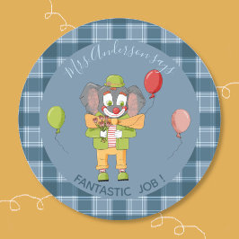 Circus Clown Olifant Leerling Beloningssticker Ronde Sticker