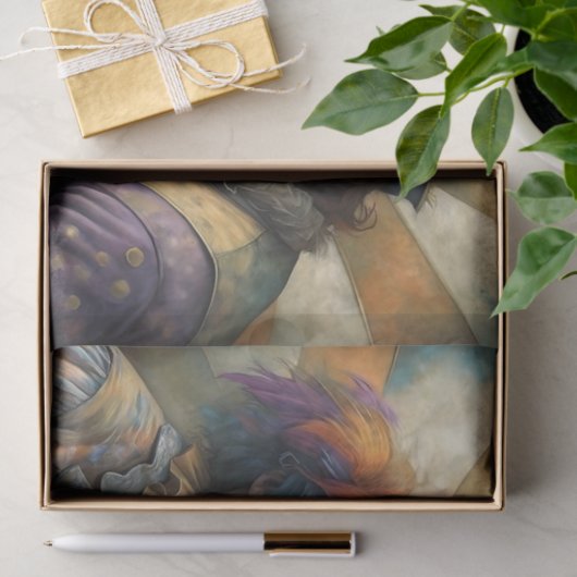 Circus Clown Paar Decoupage Tissuepapier (Geschenk)