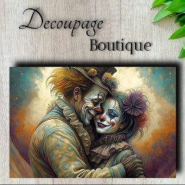 Circus Clown Romance Decoupage Tissuepapier