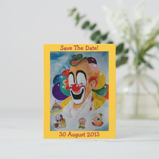 Circus Clown - sla het Briefkaart Datum op (Staand voorkant)