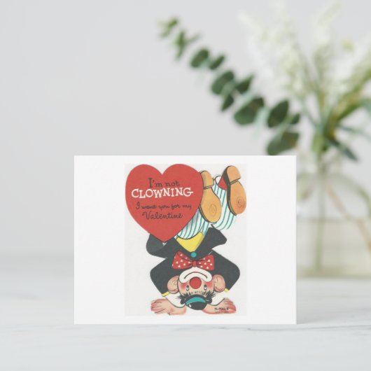  Circus Clown Valentijn Feestdagenkaart (Staand voorkant)