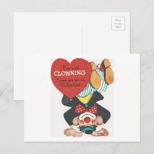  Circus Clown Valentijn Feestdagenkaart (Voorkant / Achterkant)