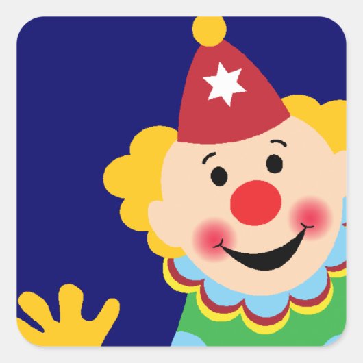 Circus Clown Vierkante Sticker (Voorkant)