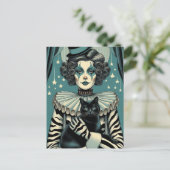 Circus Clown Vrouw en een zwarte kat Briefkaart (Staand voorkant)