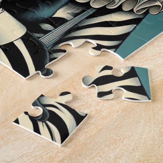 Circus Clown Vrouw en een zwarte kat Legpuzzel (Zijkant)