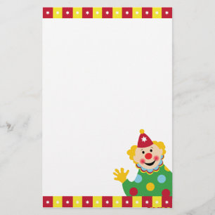 Circus Clown with Stars Stationery Briefpapier