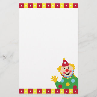 Circus Clown with Stars Stationery Briefpapier