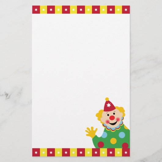 Circus Clown with Stars Stationery Briefpapier (Voorkant)