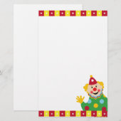 Circus Clown with Stars Stationery Briefpapier (Voorkant / Achterkant)