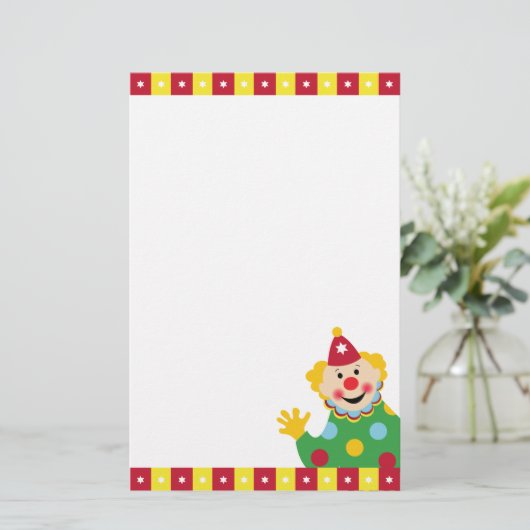 Circus Clown with Stars Stationery Briefpapier (Staand voorkant)