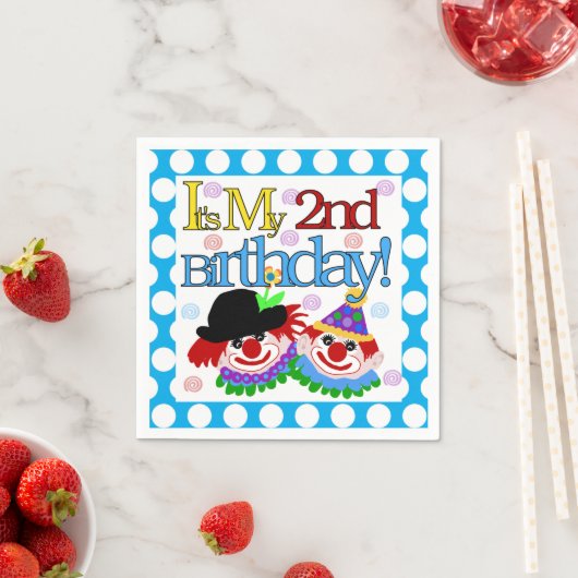 Circus Clowns 2e verjaardag Papier Napkins Servetten (Insitu)