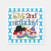 Circus Clowns 2e verjaardag Papier Napkins Servetten (Voorkant)