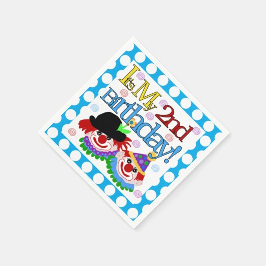 Circus Clowns 2e verjaardag Papier Napkins Servetten (Hoek)