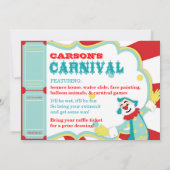 Circus Clowns Birthday Invitation A7-AQRD Kaart (Achterkant)