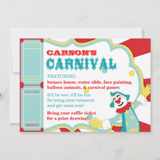 Circus Clowns Birthday Invitation A7-AQRD Kaart (Achterkant)