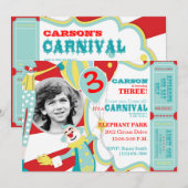Circus Clowns Birthday Invitation A7-AQRD Kaart (Voorkant / Achterkant)