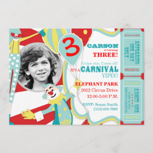 Circus Clowns Birthday Invitation A7-AQRD Kaart