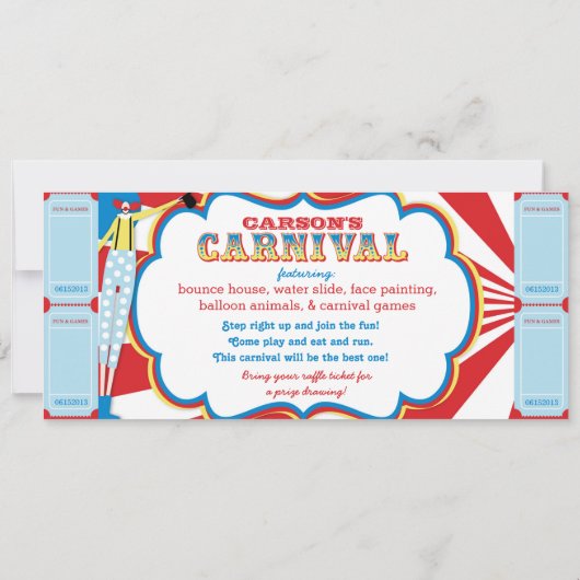 Circus Clowns Birthday Invitation Kaart (Achterkant)