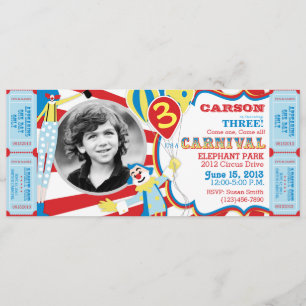 Circus Clowns Birthday Invitation Kaart