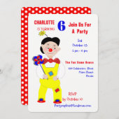 Circus Clowns Fun Kids Birthday Party Editable Kaart (Voorkant / Achterkant)