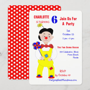 Circus Clowns Fun Kids Birthday Party Editable Kaart