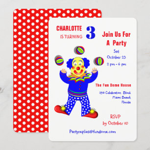 Circus Clowns Fun Kids Birthday Party Editable Kaart