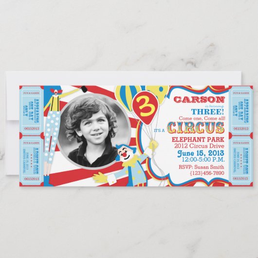Circus Clowns Verjaardag Uitnodiging (Voorkant)
