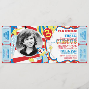 Circus Clowns Verjaardag Uitnodiging