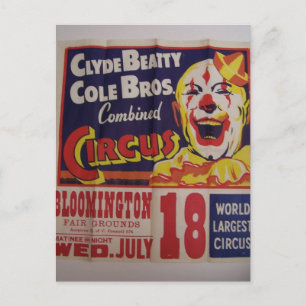 Circus, 'Clyde Beatty and Cole Bros' Retro Theater Briefkaart