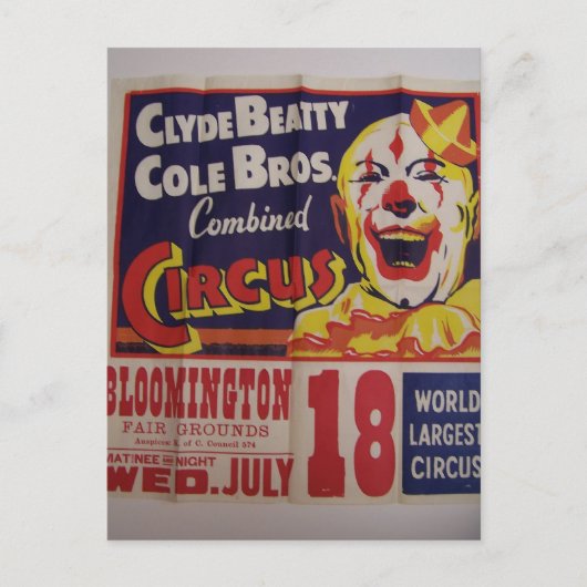Circus, 'Clyde Beatty and Cole Bros' Retro Theater Briefkaart (Voorkant)