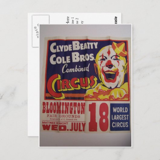 Circus, 'Clyde Beatty and Cole Bros' Retro Theater Briefkaart (Voorkant / Achterkant)
