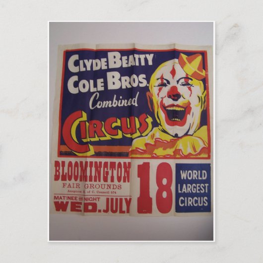 Circus, 'Clyde Beatty and Cole Bros' Retro Theater Briefkaart (Voorkant)