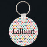 Circus Color Triangles Sleutelhanger<br><div class="desc">Helder en levendig cirkelkleurig driehoekspatroon collectie. Zoek aanpasbare stukken,  perfect voor feestjes,  baby en alles daartussenin.</div>