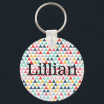 Circus Color Triangles Sleutelhanger<br><div class="desc">Helder en levendig cirkelkleurig driehoekspatroon collectie. Zoek aanpasbare stukken,  perfect voor feestjes,  baby en alles daartussenin.</div>