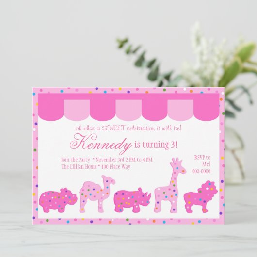 Circus Cookies uitnodiging (Staand voorkant)