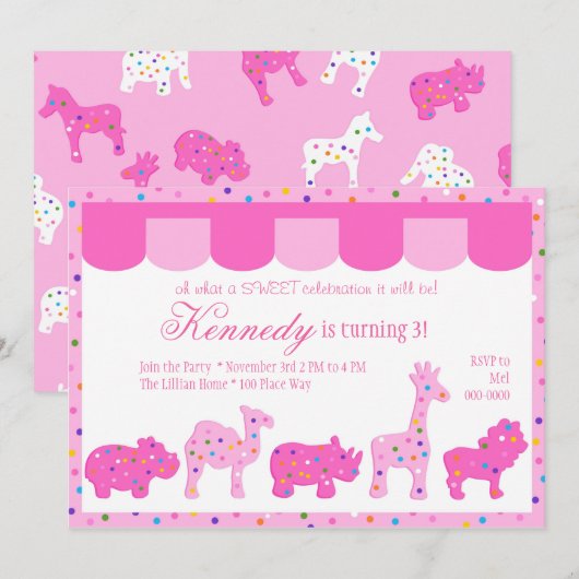 Circus Cookies uitnodiging (Voorkant / Achterkant)