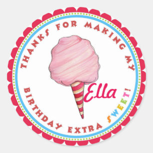 Circus Cotton Snoep Birthday Party Favor Stickers