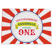 Circus Cute Colorful 1st Birthday Party Thema Groot Cadeauzakje (Voorkant)