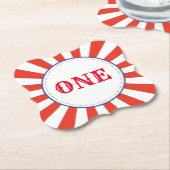 Circus Cute Colorful 1st Birthday Party Thema Kartonnen Onderzetters (Gekanteld)