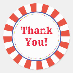 Circus Cute Colorful 1st Birthday Party Thema Ronde Sticker