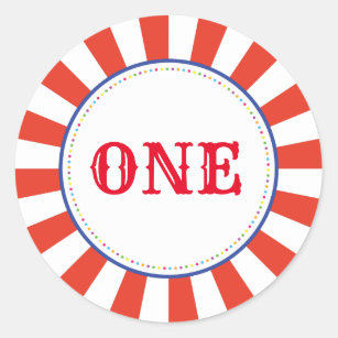Circus Cute Colorful 1st Birthday Party Thema Ronde Sticker