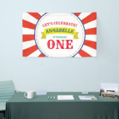 Circus Cute Colorful 1st Birthday Party Thema Spandoek (Beurs)